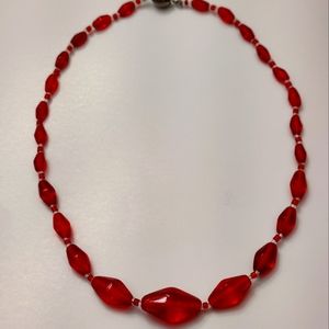 Art Deco Czech Pressed Glass Necklace Vintage